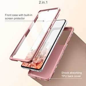 SURITCH Phone Case for Samsung Galaxy S21 Ultra 6.8 inches Slim Fit, Front Cover with Built-in Screen Protector Smooth Back Cover Full Body Protection Shockproof Bumper, Rose Marble