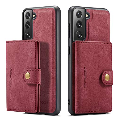 Compatible with Samsung Galaxy S21 Ultra Wallet Case,Detachable Card Slots Slim Leather Cover United with Wallet Magnetic(S21 Ultra Red)