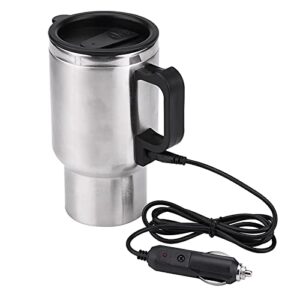 car heating cup, 450ml stainless steel electric in-car travel heating cup vehicle heated coffee cup mug warmer for heating water coffee and tea by 12v cigarette lighter plug