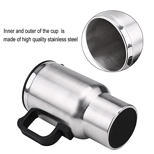 Car Heating Cup, 450ml Stainless Steel Electric in-car Travel Heating Cup Vehicle Heated Coffee Cup Mug Warmer for Heating Water Coffee and Tea by 12V Cigarette Lighter Plug