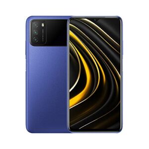 xiaomi poco m3 smartphone, 4 gb + 64 gb, 6.53 ", fhd + ampio 1080p fhd + display 48 mp, tripla fotocamera, 6000mah batteria, doppi altoparlanti, jack per cuffie da 3.5 mm, blu (cool blue)