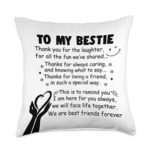teelaka shop to my bestie we are best friends forever throw pillow, 18x18, multicolor