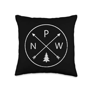 pacific northwest gifts & pnw accessories simple pacific northwest accessory arrows pine tree pnw throw pillow, 16x16, multicolor