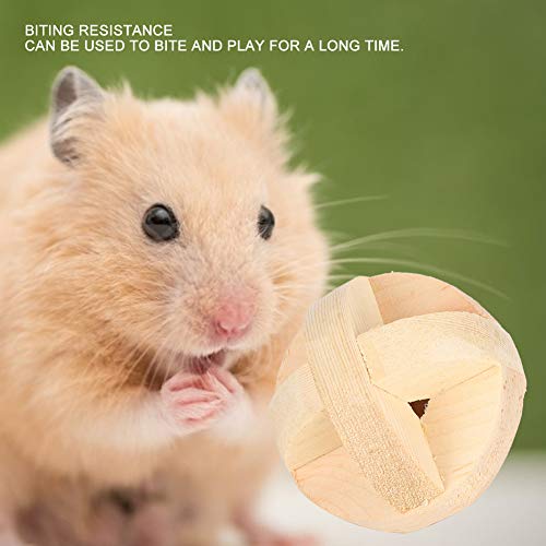 Dioche Hamster Wood Ball, Hamster Toy, Reliable 6cm / 2.4in Practical Interactive Toy Pets Hamster for Small Pet Reptiles