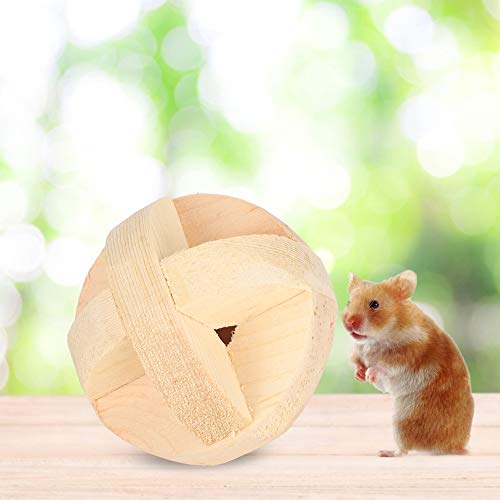 Dioche Hamster Wood Ball, Hamster Toy, Reliable 6cm / 2.4in Practical Interactive Toy Pets Hamster for Small Pet Reptiles