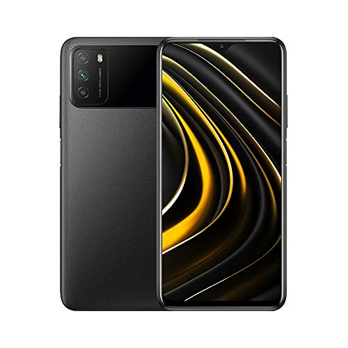 Xiaomi POCO M3 Smartphone, 4 GB + 64 GB, 6.53 "FHD + Ampio 1080P FHD + Display 49 MP, Tripla Fotocamera, 6000 mAh Batteria, Doppi Altoparlanti, Jack per Cuffie da 3.5 mm, Nero (Power Black)