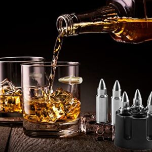 Whiskey Gun Decanter Gift Set - + 2 Whisky Bullet Glasses & Bullet Chilling Stones - Gun Shaped Rich Wood Classic Mahogany Base Tray - Liquor Scotch Bourbon -Boyfriend Husband Anniversary Retirement