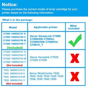 LCL Compatible Toner Cartridge Replacement for Xerox Versalink C7000 C7000 DN C7000 n C7000V DN C7000V n C7001V_T 106R03757 106R03760 106R03759 106R03758 High Yield (Black Cyan Magenta Yellow 4-Pack)