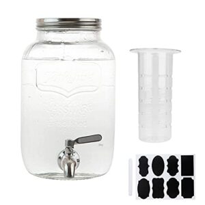 beverage dispenser mason jar with lid leak free 1 gallon, entertainment glassware for water, juice, cold drinks & more