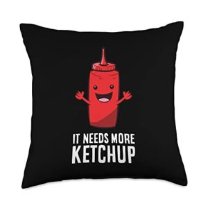 ketchup lover gifts it needs more ketchup throw pillow, 18x18, multicolor