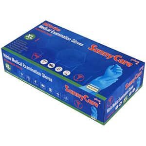 1000 SunnyCare #8204 Blue Nitrile Medical Exam Gloves Powder Free Chemo-Rated (Non Vinyl Latex) 100/box;10boxes/case Size: X-Large