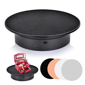 motorized rotating display stand automatic revolving platform ideal for 360 degree images, product display, cake display photography turntable for product (black)