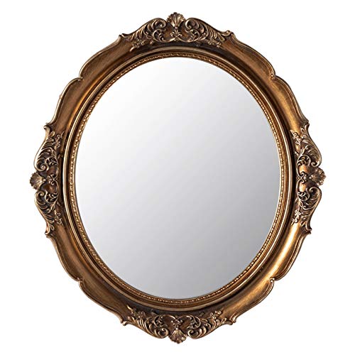 Funerom 12.8 x 14.3 inch Vintage Decorative Wall Mirror, Hanging Mirrors for Bedroom Living-Room Dresser Decor, Oval (Antique Gold)