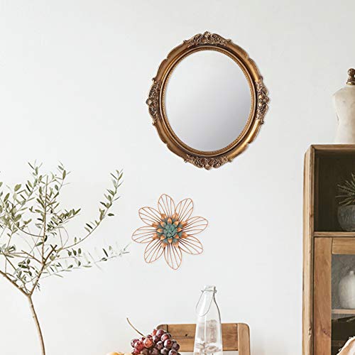 Funerom 12.8 x 14.3 inch Vintage Decorative Wall Mirror, Hanging Mirrors for Bedroom Living-Room Dresser Decor, Oval (Antique Gold)