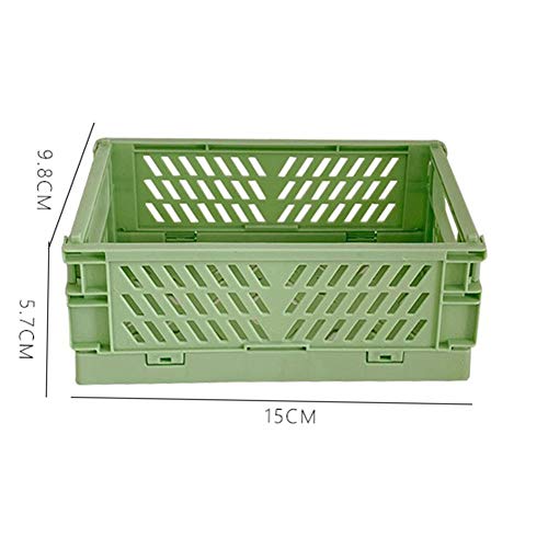 Mini Collapsible Storage Crates/Stackable Storage Container Basket, Folding Plastic Storage Box Foldable Plastic Storage Case Desktop Carrying Basket 4#Mini Pink