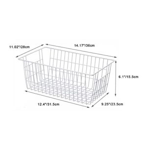 SANNO Large Freezer Baskets Metal Storage Organizer Bin Basket Wire Storage Basket for Kitchen Pantry Bathroom Set of 3 Large Metal Farmhouse Food Fruit Produce Organizer Bins