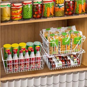 SANNO Large Freezer Baskets Metal Storage Organizer Bin Basket Wire Storage Basket for Kitchen Pantry Bathroom Set of 3 Large Metal Farmhouse Food Fruit Produce Organizer Bins