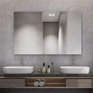 mirrorons frameless mirror, wall mirror 47" x 30", modern rectangle bathroom mirrors for wall with polished edge, hangs horizontally or vertically. entryways, bathroom.