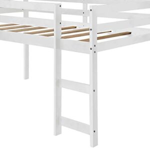 GAOWEI Twin Loft Bed with Slide and Ladder for Kids, Loft Bed, Twin Wood Kids Bed with Slide Multifunctional Design,Wood Low Profile Kids Mini Loft Bed Twin Size with Ladder (White)