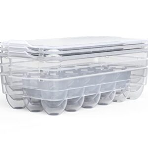 Clear Covered Egg Holder 3-Pack, Plastic Egg Storage for Refrigerator, Egg Tray Container with Lid, Fits 18 Eggs