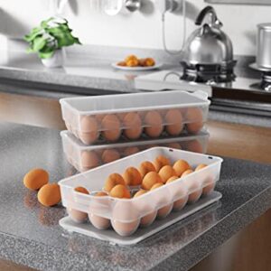 Clear Covered Egg Holder 3-Pack, Plastic Egg Storage for Refrigerator, Egg Tray Container with Lid, Fits 18 Eggs