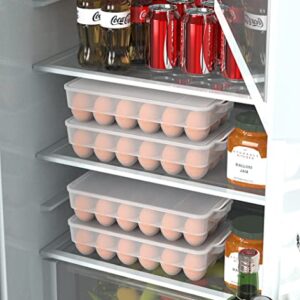 Clear Covered Egg Holder 3-Pack, Plastic Egg Storage for Refrigerator, Egg Tray Container with Lid, Fits 18 Eggs