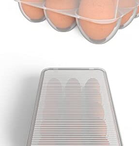 Clear Covered Egg Holder 3-Pack, Plastic Egg Storage for Refrigerator, Egg Tray Container with Lid, Fits 18 Eggs