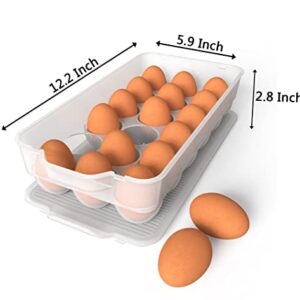 Clear Covered Egg Holder 3-Pack, Plastic Egg Storage for Refrigerator, Egg Tray Container with Lid, Fits 18 Eggs