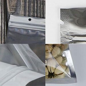 Mylar Bags, Sample Bags, 50Pcs Reusable Ziplock Bags, Sealable Heat Seal Bags, Aluminum Foil Packets for Bulk Food Storage Lock Plastic Bag Reclosable Pouch Zipper Lock Packaging Silver Mylar Bags