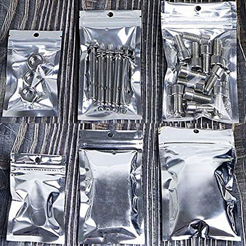 Mylar Bags, Sample Bags, 50Pcs Reusable Ziplock Bags, Sealable Heat Seal Bags, Aluminum Foil Packets for Bulk Food Storage Lock Plastic Bag Reclosable Pouch Zipper Lock Packaging Silver Mylar Bags