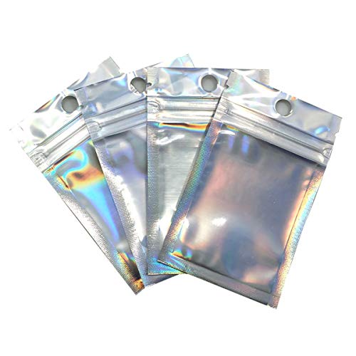 Mylar Bags, Sample Bags, 50Pcs Reusable Ziplock Bags, Sealable Heat Seal Bags, Aluminum Foil Packets for Bulk Food Storage Lock Plastic Bag Reclosable Pouch Zipper Lock Packaging Silver Mylar Bags