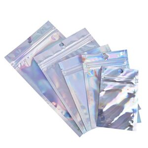 Mylar Bags, Sample Bags, 50Pcs Reusable Ziplock Bags, Sealable Heat Seal Bags, Aluminum Foil Packets for Bulk Food Storage Lock Plastic Bag Reclosable Pouch Zipper Lock Packaging Silver Mylar Bags