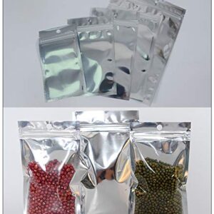 Mylar Bags, Sample Bags, 50Pcs Reusable Ziplock Bags, Sealable Heat Seal Bags, Aluminum Foil Packets for Bulk Food Storage Lock Plastic Bag Reclosable Pouch Zipper Lock Packaging Silver Mylar Bags