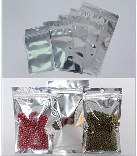 Mylar Bags, Sample Bags, 50Pcs Reusable Ziplock Bags, Sealable Heat Seal Bags, Aluminum Foil Packets for Bulk Food Storage Lock Plastic Bag Reclosable Pouch Zipper Lock Packaging Silver Mylar Bags