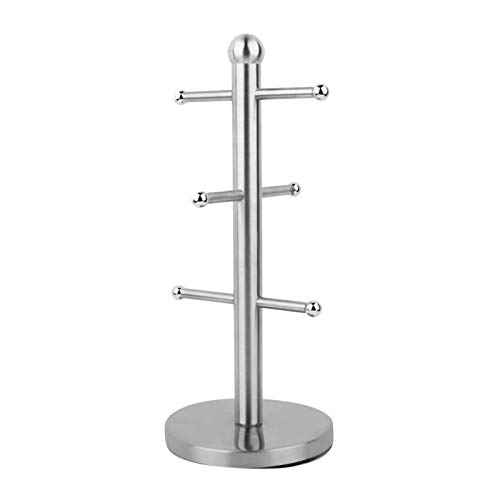 Coffee Mug Holder Stand for Counter, Stainless Steel Mug Tree Cup Holder Mug Rack Coffee Cup Tree for 6 Cups Glasses Mugs