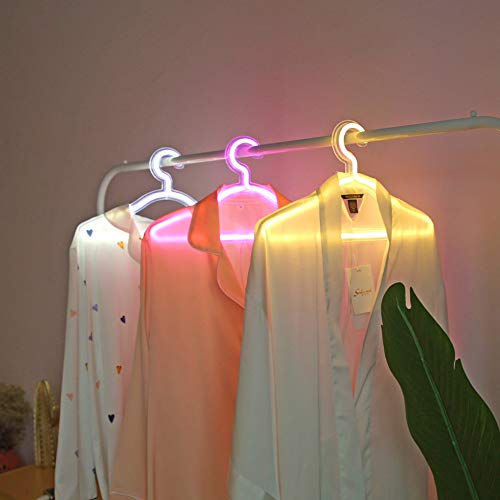 LED Cloth Hanger Neon Light Sign Wedding Dress Bedroom Romantic Decoration (Pink)