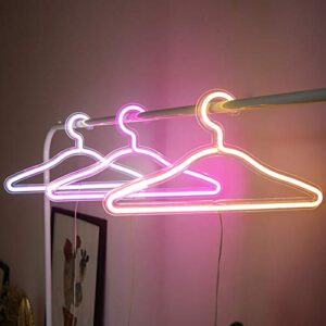 LED Cloth Hanger Neon Light Sign Wedding Dress Bedroom Romantic Decoration (Pink)