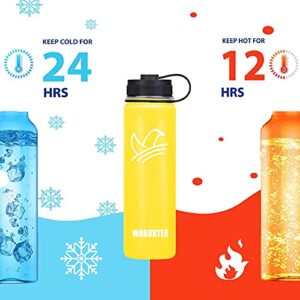 WABURTEO Stainless Steel Water Bottles with Straw-22oz, 40oz, Insulated Water Bottle with Lids, Multiple Size & Colors Vacuum Insulated Bottle, Keep Liquids Hot or Cold