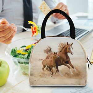 YiGee Running Horse Lunch Bag Tote Bag, Insulated Organizer Zippered Lunch Box Lunchbox Lunch Container Handbag for Women Men Home Office Picnic Beach Use