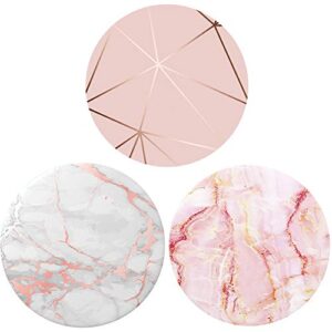 mount and stand for smartphones and tablets 3 pack - marble rose gold geometric white pink