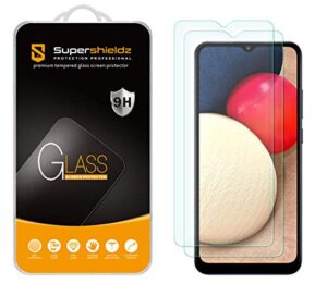 (2 pack) supershieldz designed for samsung galaxy a02s tempered glass screen protector, anti scratch, bubble free
