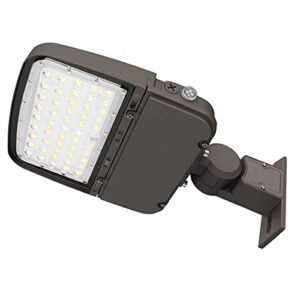 kadision 150w led parking lot light with dusk to dawn photocell, dimmable shoebox lights with arm mount, 130lm/w 5000k daylight 100-277v, 75w/100w/150w power tunable, etl listed