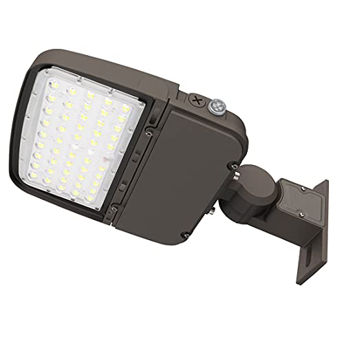 kadision 150W LED Parking Lot Light with Dusk to Dawn Photocell, Dimmable Shoebox Lights with Arm Mount, 130LM/W 5000K Daylight 100-277V, 75W/100W/150W Power Tunable, ETL Listed