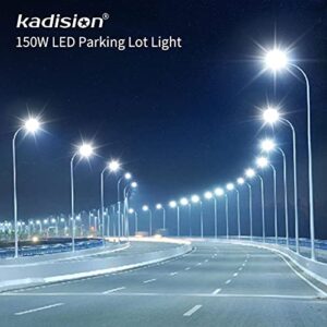 kadision 150W LED Parking Lot Light with Dusk to Dawn Photocell, Dimmable Shoebox Lights with Arm Mount, 130LM/W 5000K Daylight 100-277V, 75W/100W/150W Power Tunable, ETL Listed