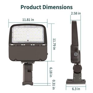 kadision 150W LED Parking Lot Light with Dusk to Dawn Photocell, Dimmable Shoebox Lights with Arm Mount, 130LM/W 5000K Daylight 100-277V, 75W/100W/150W Power Tunable, ETL Listed