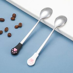 4 Pieces Dog Cat Spoon Pet Food Can Spoon Stainless Steel Pet Food Spoon Cat Claw Spoon for Dog and Cat Food Can, White and Black