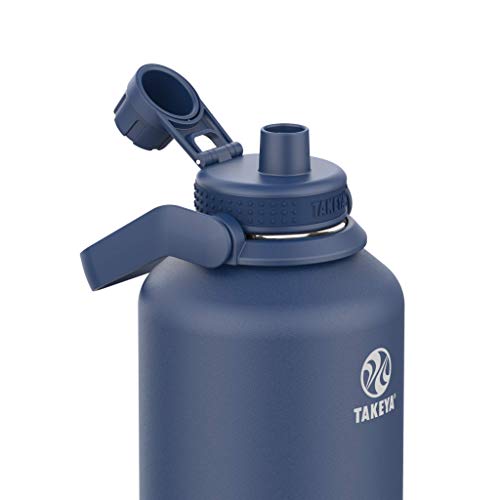 Takeya Actives Insulated Stainless Steel Water Bottle with Spout Lid, 64 Ounce, Midnight Blue