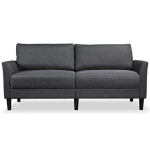 topeakmart mid-century sofa couch loveseat 2 pillowed back cushions flared arms sofa upholstered linen fabric couch gray