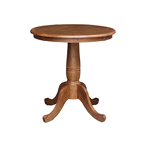 IC International Concepts 30" Round Top Pedestal Table-29.1" Height Dining Table, Distressed Oak