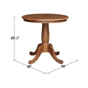 IC International Concepts 30" Round Top Pedestal Table-29.1" Height Dining Table, Distressed Oak